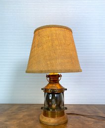 Copper Mast Head Ships Light Table Lamp - Tested And Working