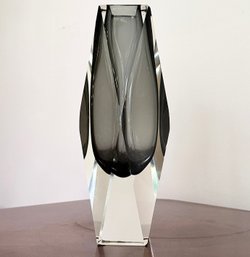A Modern Art Glass Vase, Signed On Base, Unreadable, Possibly Kosta Boda