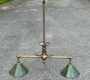 A Magnificent Bronze Overhead Chandelier - Great For Pool Table, Counter, Etc.