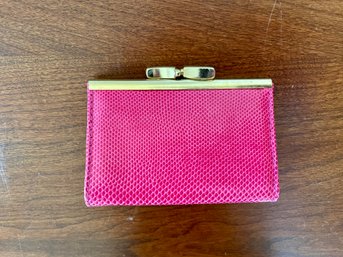 Neiman Marcus Hot Pink Reptile Skin Change Purse, Made In Spain