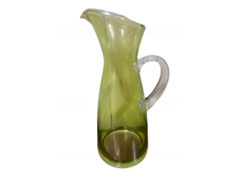 MCM Tall Chartreuse Green Glass Pitcher