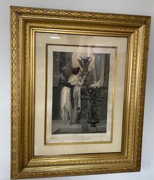 Vintage La Fantine Enivrante Lithograph In Detailed Gold Gilt Frame