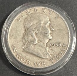 1953-D Benjamin Franklin Silver Half Dollar