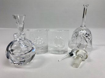 Misc Lot Of Glass Inc. Crystal Bell, Perfume With No Stopper, And More!