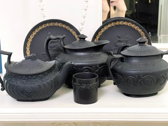 Antique Wedgwood Black Basaltes Ware Teapots And More