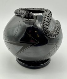 Rare Vintage Mata Ortiz Ceramic Snake Pot By Fabiola E Quezada