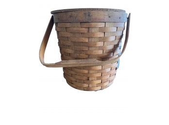 Vintage Hand Woven Knitting Basket With Lid