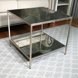 ONE Mirrored Table (1 Of 2) Fantastic Decorator Table With Smoked Glass - Please Note BID IS FOR ONE TABLE !