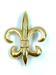 Vintage Signed Givenchy Goldtone Fleur De Lis Brooch