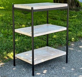 A Modern Bleached Oak And Cast Iron Etagere By CB2
