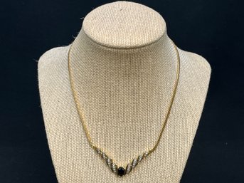 Nina Ricci Gold Tone And Crystal Necklace - Quality Costume