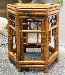 A Vintage 1970's Rattan Plant Stand Or Side Table