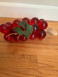 Vintage Red Lucite Weite Grape Cluster  10 Inches