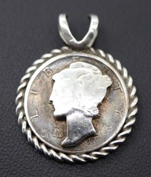 Unique Mercury Dime Sterling Silver Pendant