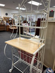 Bakers Rack With Wood Surface