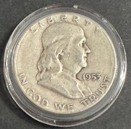 1953-S Benjamin Franklin Silver Half Dollar