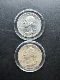 2 Washington Silver Quarters 1954, 1954-D