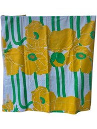 Vintage Marlborough Muslin Bright Yellow & Lime Green Large Funky Flower Print Twin Size Bed Sheet