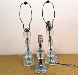 Three Vintage Crystal Lamps