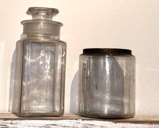 Two Antique (18th Century) Drug Store Candy Jars - One From Necco Sweets - Both Are Blown Glass