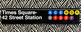 An Authentic Vintage Metal Times Square-42nd Street Subway Station Sign