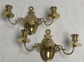 Elegant Vintage Solid Brass 2-arm Candle Holders Sconces