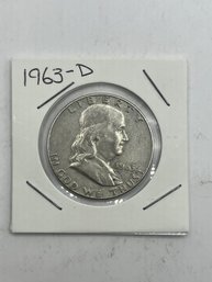 1963-D Benjamin Franklin Silver Half Dollar