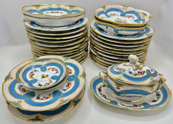 Vintage Boyer French  Fine China With Gold Accents: Plates, Gravy Boat & Serving Dishes (Over 30 Pieces)