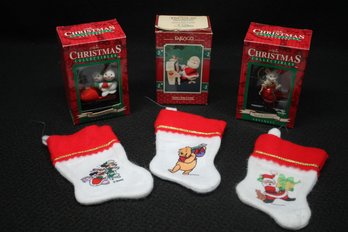 Vintage Christmas Tree Ornaments From Gibson & Enesco With Tny Stockings From Disney