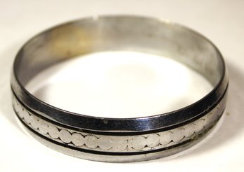 ART DECO RHODIUM PLATED BANGLE BRACLET MARKED 'MADE IN FRANCE'