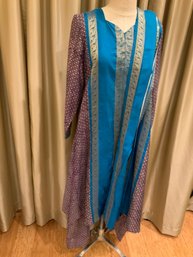 Purple/Blue Silk Tunic Set