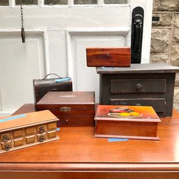 A Collection Of Wood Boxes And Toaster Cover