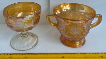 Carnival Glass Sherbet And Sugar Bowl