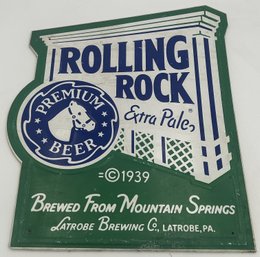 Vintage Rolling Rock Pilsner Tin Advertising Sign