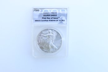 2007 Anacs Ms 70 Silver Eagle .999 One Ounce Silver Coin First Strike