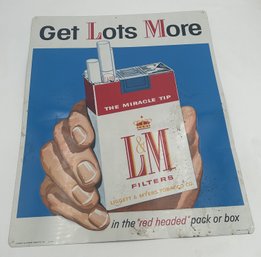 Vintage Circa 1950 L & M Cigarettes Tin Advertising Sign