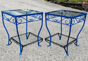 A Pair Of Lovely Glass Top Cocktail Tables, C. 1950's, Salterini - Restored