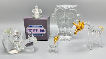 Five  Crystal Figurines, Some With Gold Accents