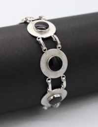 Multi Station Black Onyx Sterling Silver Bracelet