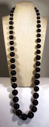 Joan Rivers Large Black And White Plastic Beaded Necklace 34' Long