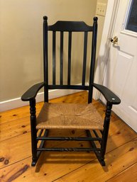 BLACK PORCH ROCKER WITH RUSH SEAT