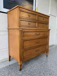 Vintage Mid Century White Fine Furniture Co. 5 Drawer High Boy Chest