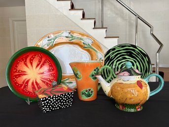 Lot Of Mixed Hand Painted Artisan Ceramics