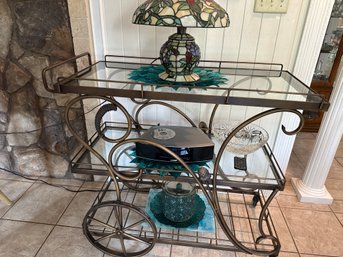 Beautiful Metal Tea Cart With Glass Shelves
