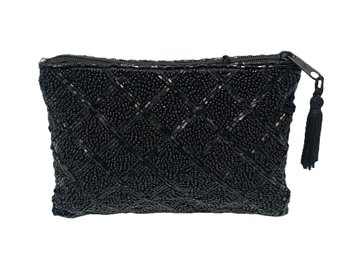 Lancome Small Black Beaded Make Up/Evening Bag