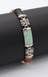 Multi Station Jade & Sterling Silver Bracelet