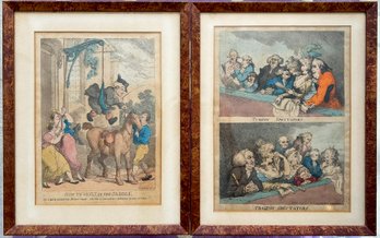 A Pair Of Antique English Hand Colored Etchings