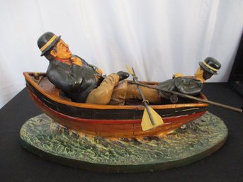 Rare Vintage Laurel & Hardy Figures In A Row Boat