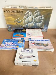 Model Collection USS Constitution Large Pilot Boat Space Shuttle Command Module Saturn Sealed Or Like New