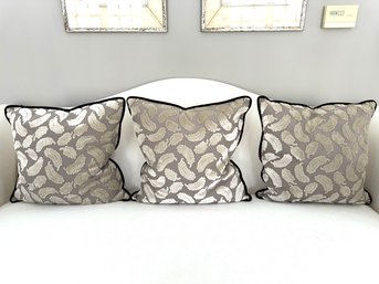 Set Three Custom Made Linen & Velvet Pillows